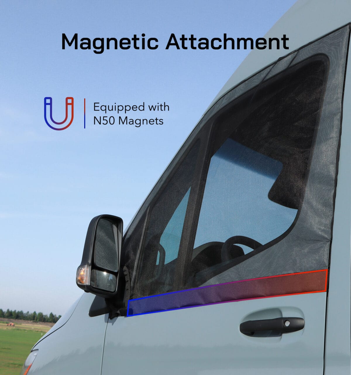 Sprinter Front Door Bug Screen powerful magnetic