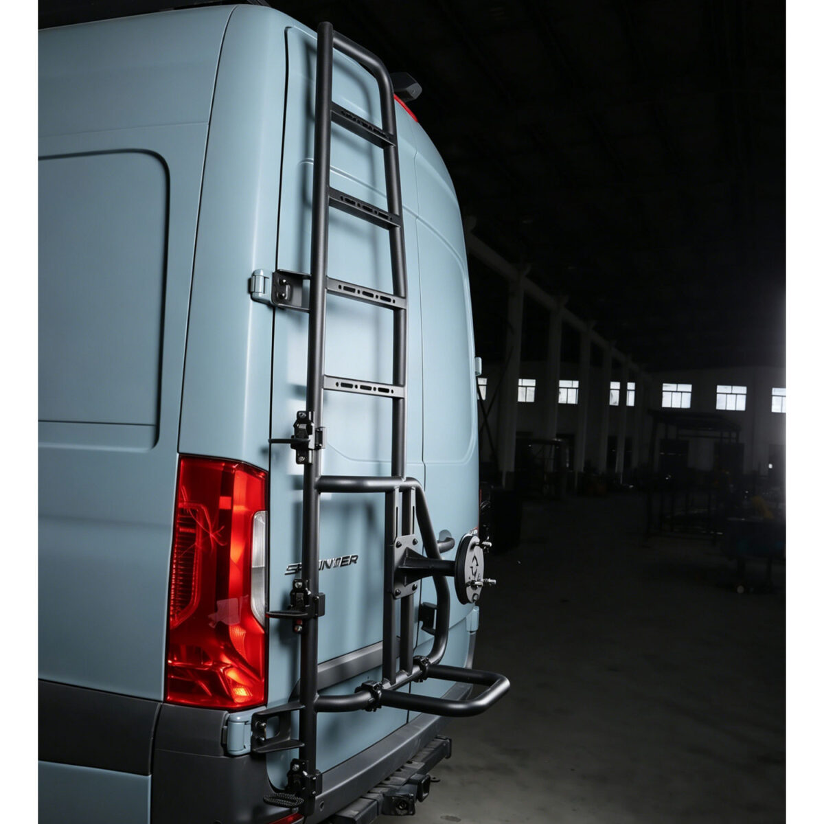 Sprinter Rear Ladder + Tire Carrier – Side View.