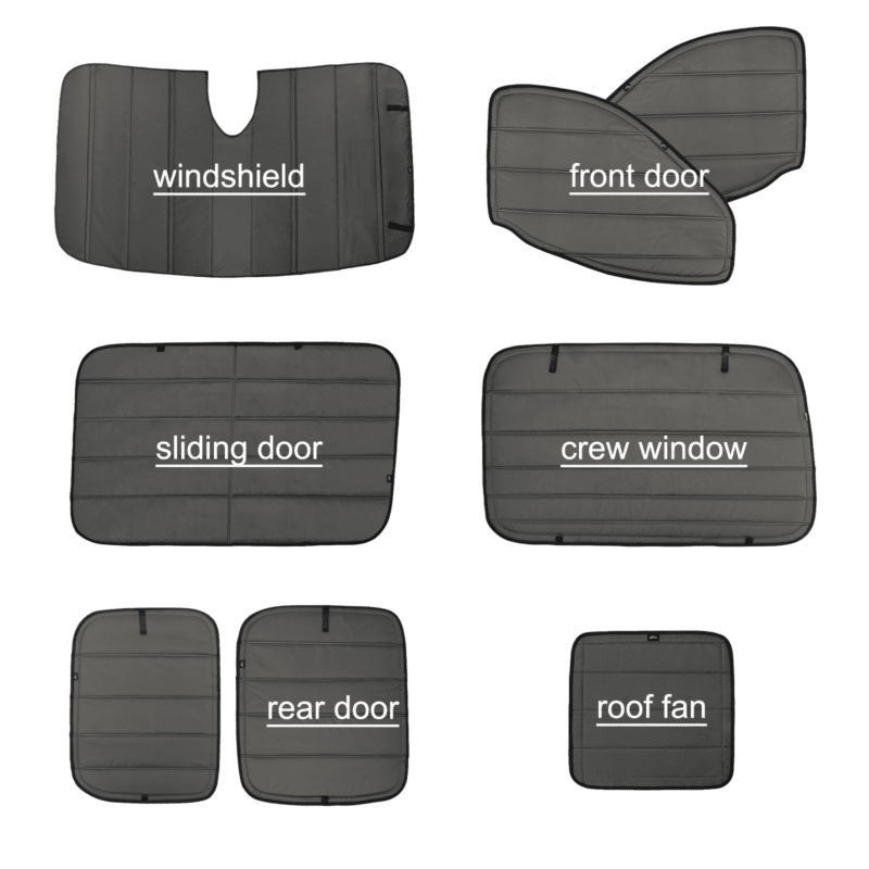 Transit van window covers kit - 8 piece 2015-2019