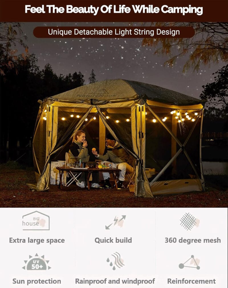 Screen Tent Khaki with atmosphere Lights